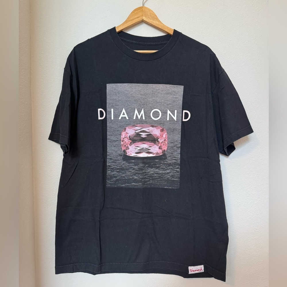 Diamond Supply Co. Black Tee with Pink Gem Graphic